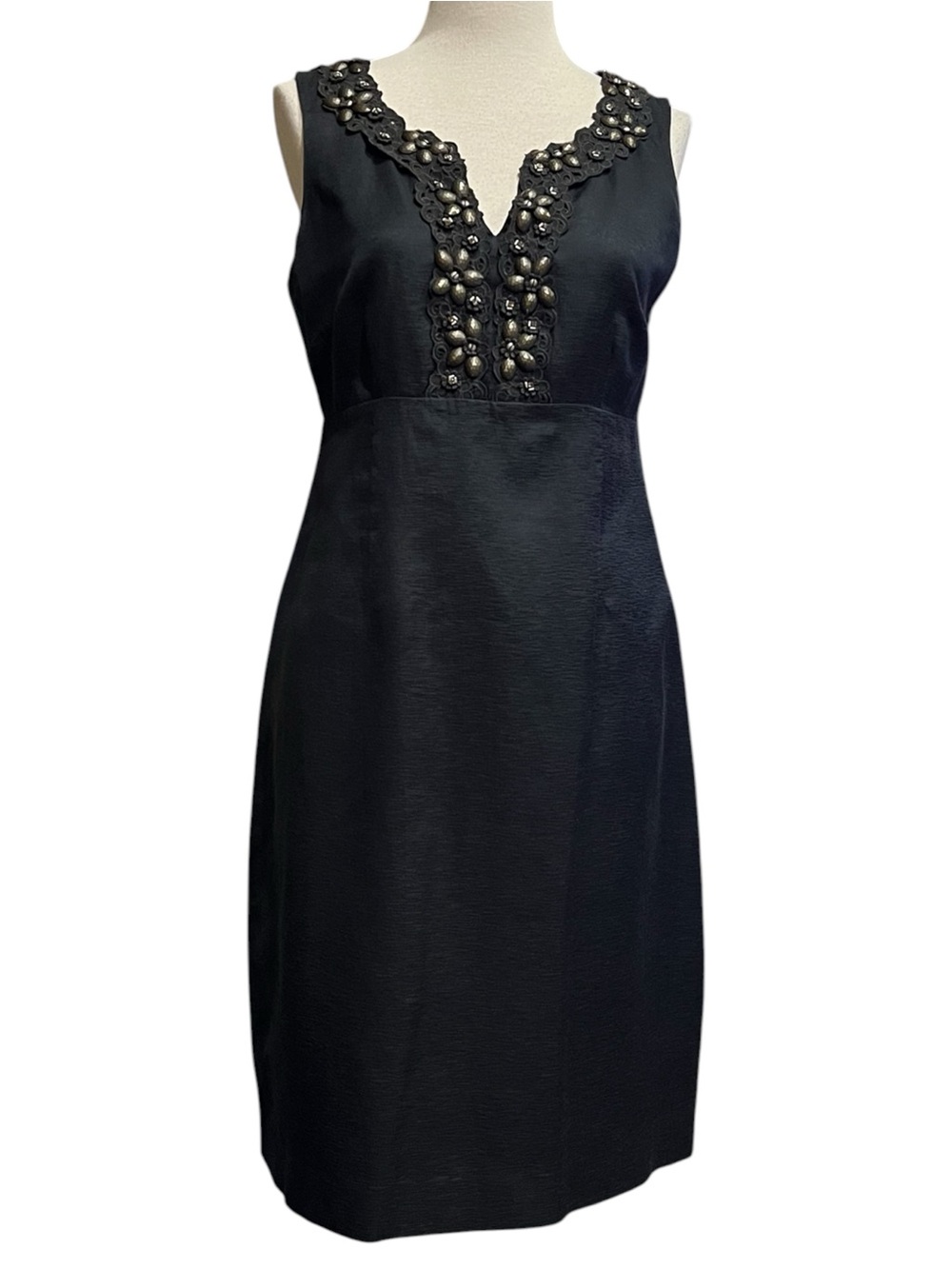 Boden Limited Edition Gray Silk Blend Beaded Embellished Sheath Dress Size US 6